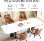 Nalupatio Modern Dining Chairs Set of 2, Fabric Dining Room Chairs with Thick Cushioned Backrest and Seat, Comfortable Fabric Upholstered Side Chairs with Metal Legs for Kitchen, Brown