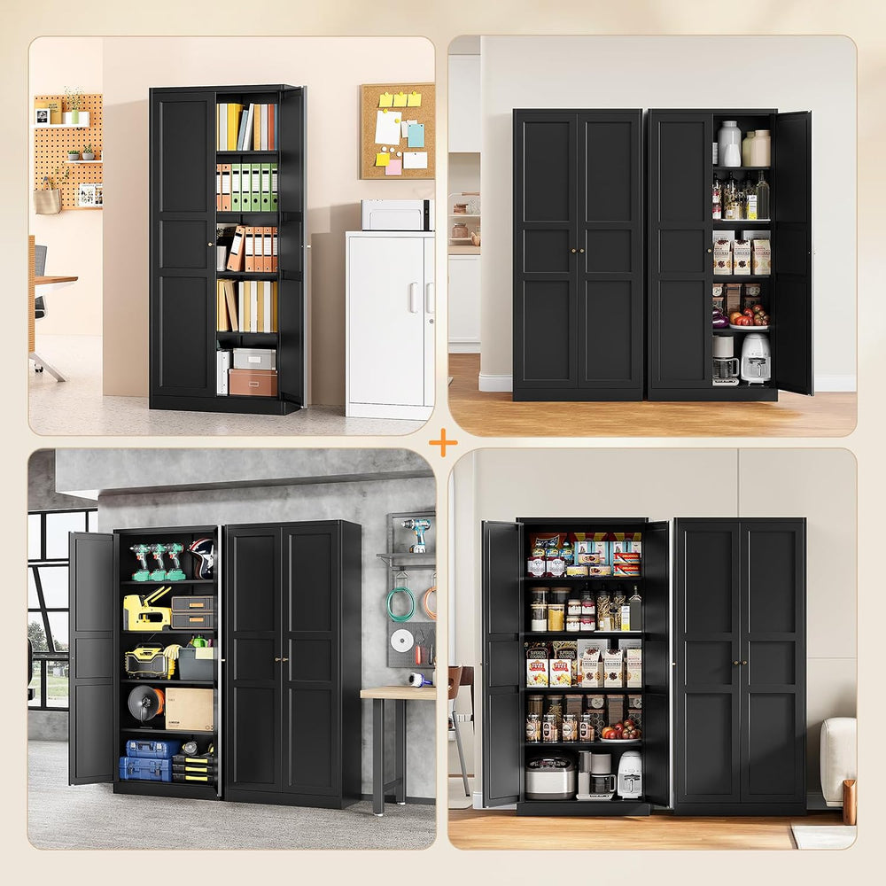 Yizosh Metal Storage Cabinet with 2 Doors and 4 Adjustable Shelves - 71"...