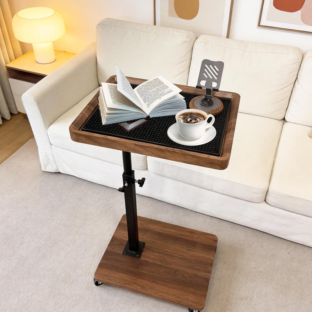 TV Tray Table with Phone Stand & Non-Slip Mat, C Table End Table Height A...