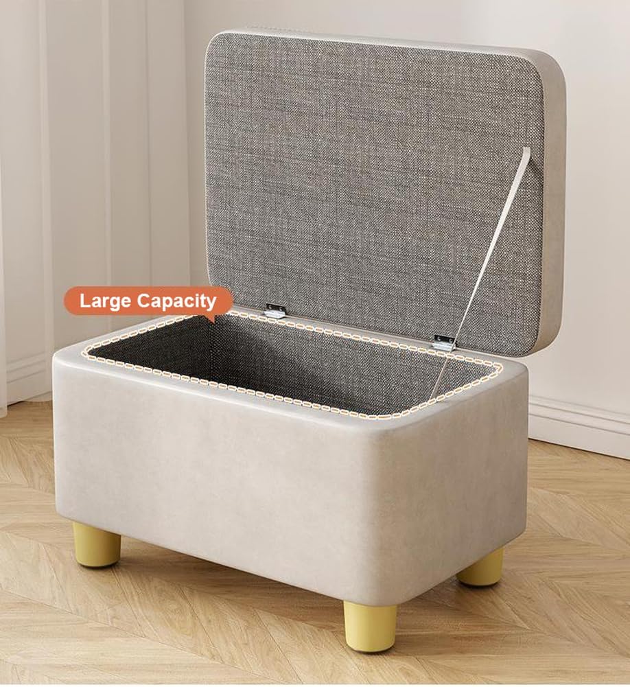 Luxurious Tufted Ottoman with Storage,Faux Leather Foot Rest Stool Upholstere...