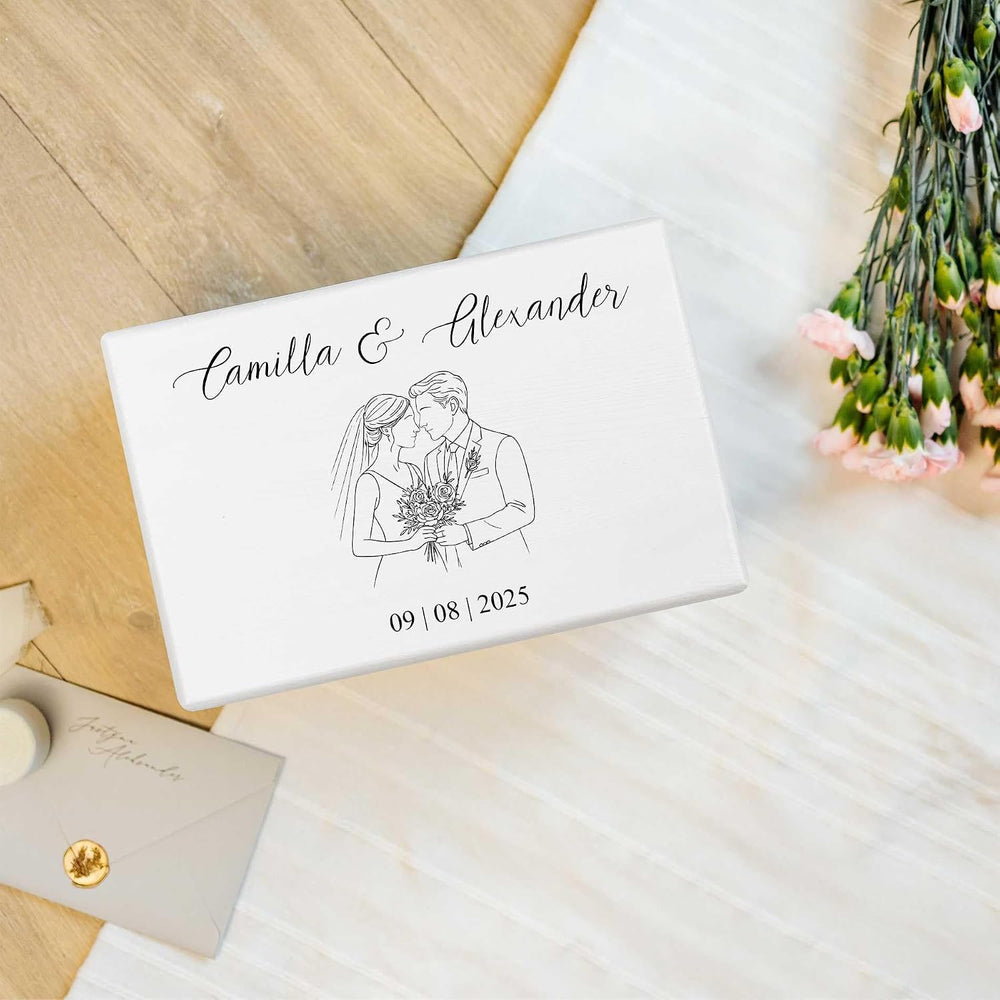 Creative Deco Personalized White Wooden Storage Box Wedding Box | 11.8x7.87x5...