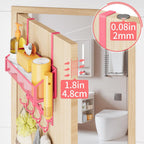 Over The Door Hooks Organizer, Coat Rack Over The Door Storage Hanger Towel Rack, Back of Storage Organizer for Bathroom,Bedroom,Kitchen,Office(Pink 2-Tier)