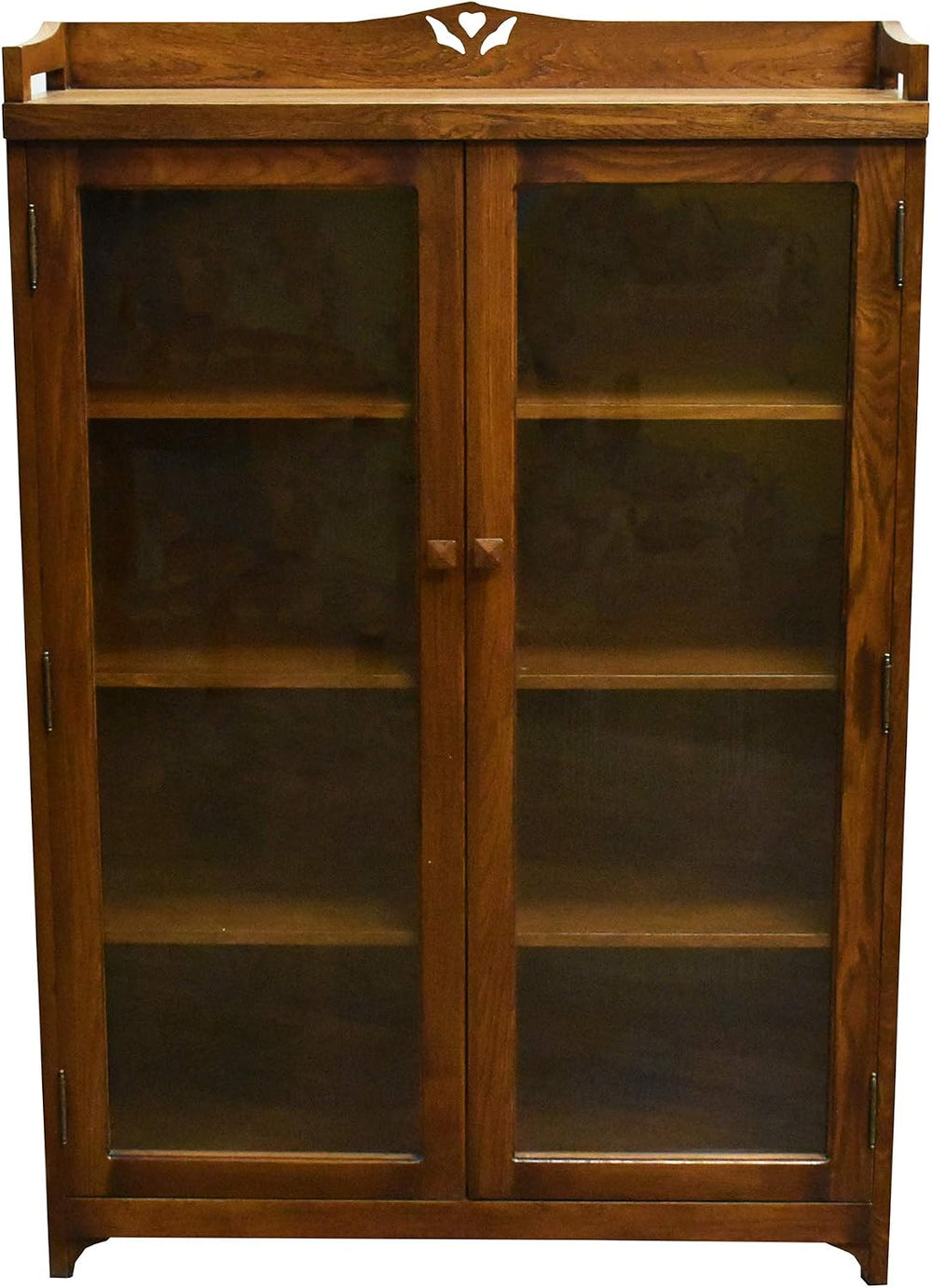 Crafters and Weavers Arts and Crafts Wood Curio Cabinet in Walnut