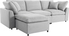 104.3 Inch L-Shaped Modular Sectional Sofa with Reversible Chaise and Pillows, Down Filled Upholstered Convertible Corner Couch for Living Room, Bedroom, Office, Apartment, Light Gray