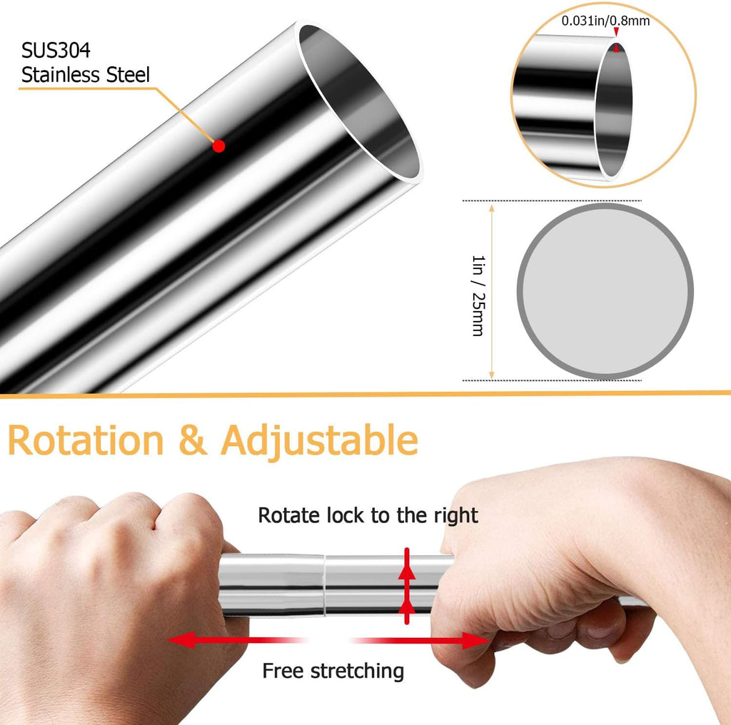 Stretchable 304 Stainless L Shaped Bathroom Bathtub Corner Shower Curtain Rod Rack, Drill Free Install, for Bathroom, Clothing Store, Private space(24"-53" x 24"-53", Maximum size 69'')