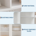 Kitchen Pantry Cabinet,71-Inch Freestanding Storage Cupboard with 7 Compartments, DIY Pegboard, 2 Glass Doors & Adjustable Shelves – Versatile Storage for Kitchen, Dining Room, Hallway(White)