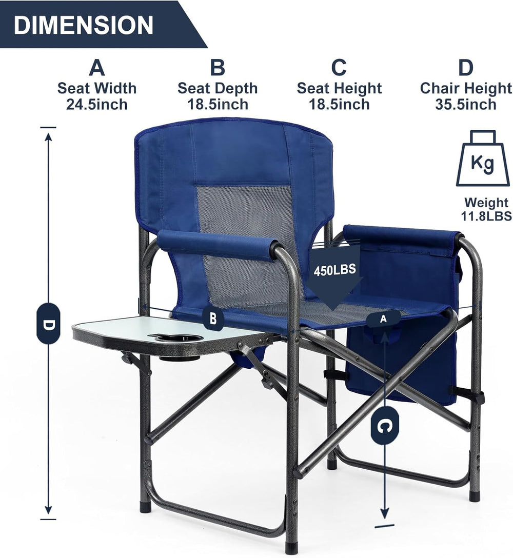 Yestomo Directors Chair, Camping Chairs for Adults, Heavy Duty Side Table, La...