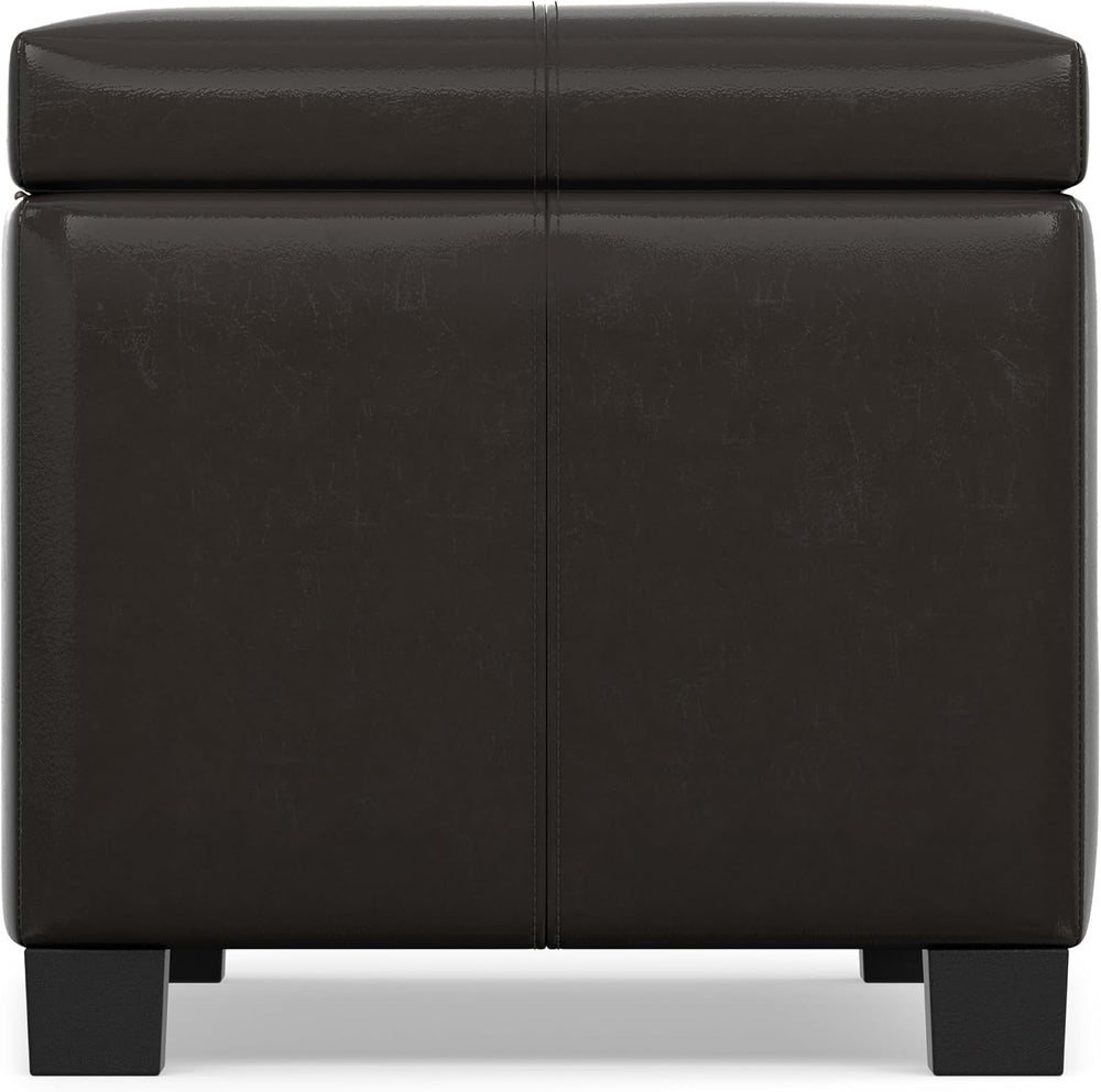 SIMPLIHOME Dover 36" Wide Vegan Leather Storage Ottoman in Tanners Brown...