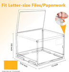 File Organizer Box with Lid,Hanging Filing Folder Organizer for Document Storage with Plastic Slide,Letter-size File Holder Filing Box for Office/Home/Decor/（2Pack）