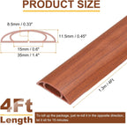 HARFINGTON 4ft Cord Cover Floor W0.6 x H0.33 Inner Channel PVC Hide Extension Cable Floor Wire Hider Wire Covers Protector for Prevent Cable Trips Cables Management, Wood Brown