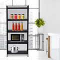 60x32x141.5cm 5-Tier Kitchen Storage Cabinet, Mobile Microwave Stand with Flip-Up Doors - Black Freestanding Kitchen Bakers Rack for Pantry, Bathroom Organizer