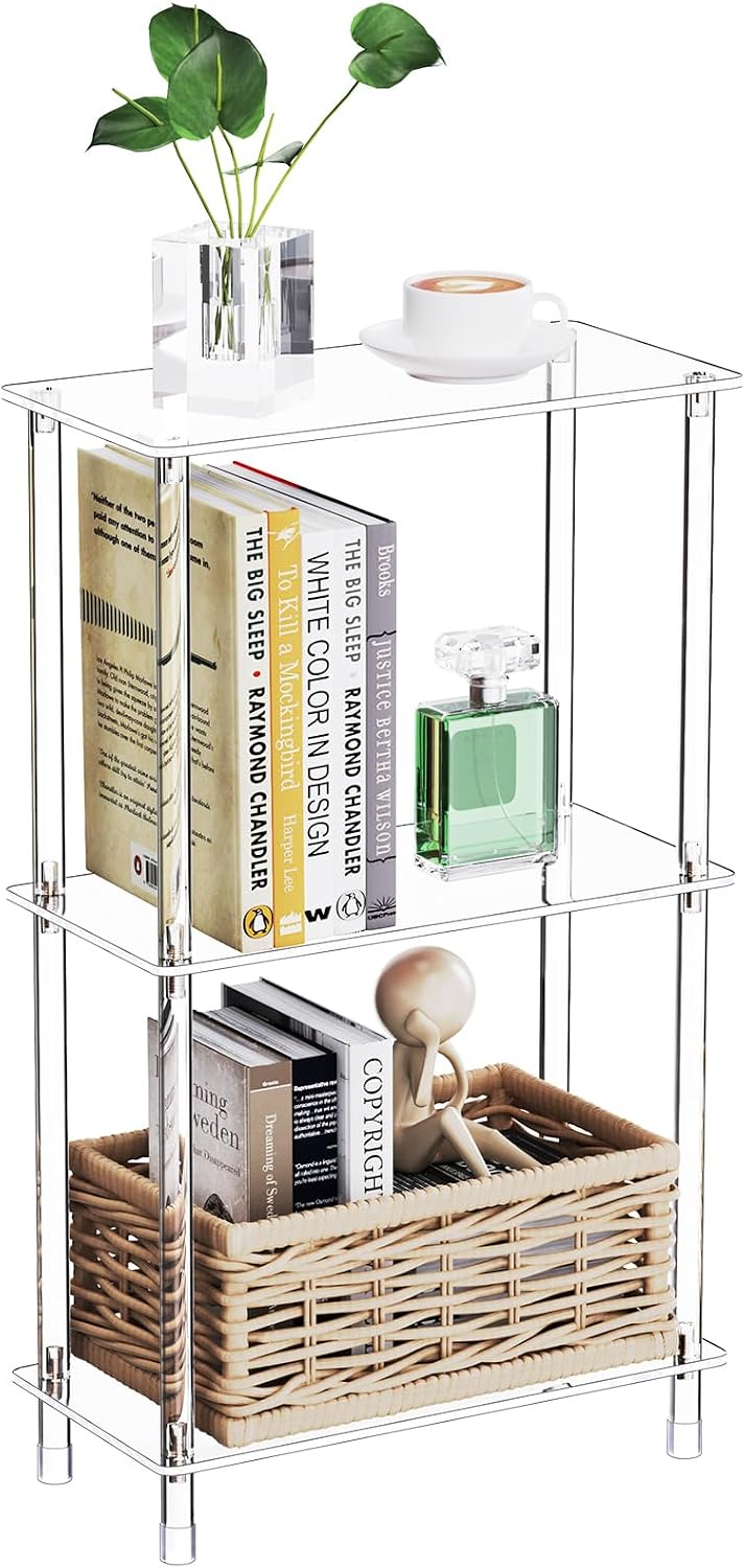 Clear Acrylic Narrow Side Table for Small Spaces, 15.75" L x 7.87" ...