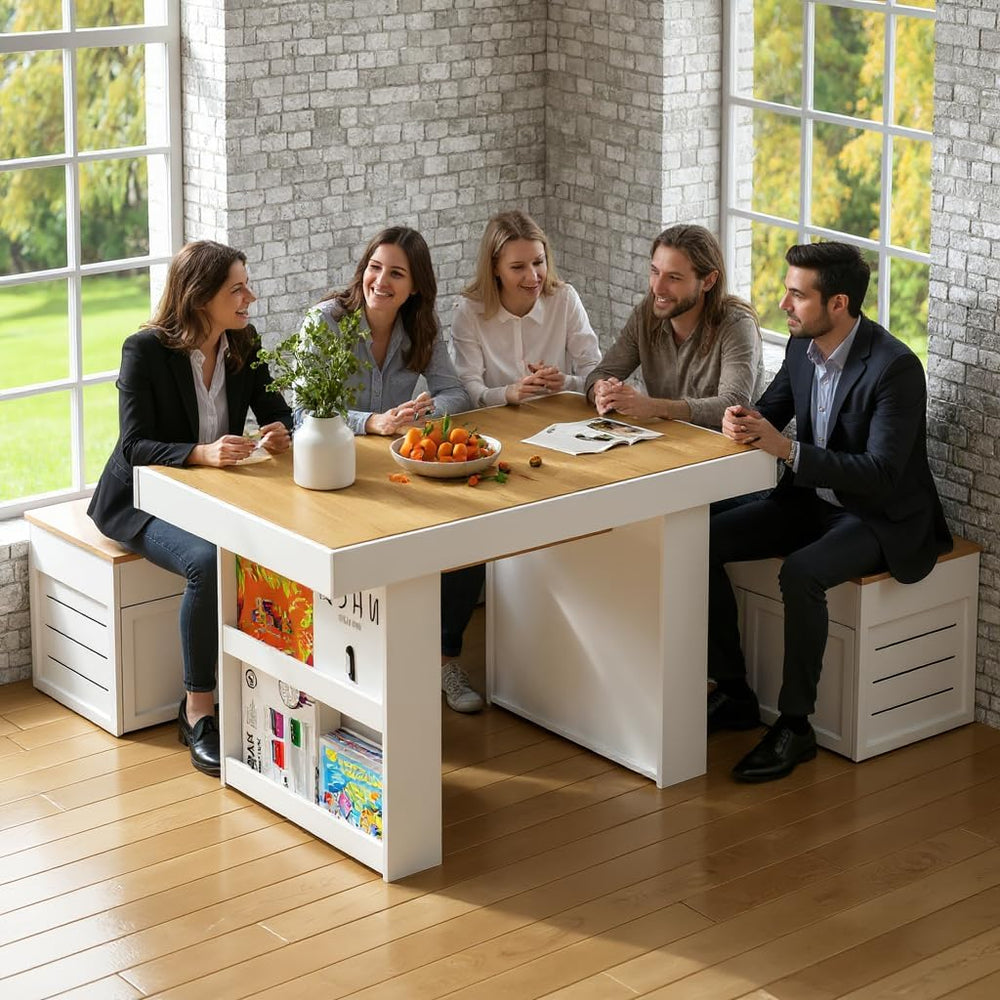 Gaming & Dining Table with Removable Top & PU Leather Mat, Board Game...