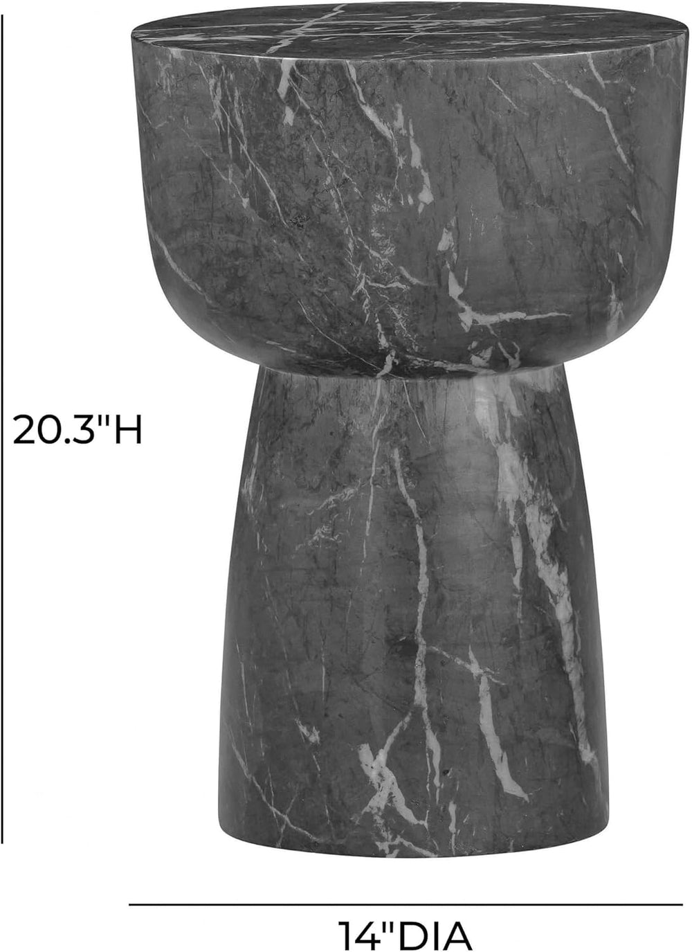 Tov Furniture Charra Black Faux Marble Indoor/Outdoor Side Table