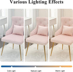 Velvet Vanity Chairs with Back, Upholstered Makeup Chair No Wheels with Metal Legs & Lumbar Pillow for Living Room/Makeup Room/Bedroom/Home Office/Kitchen