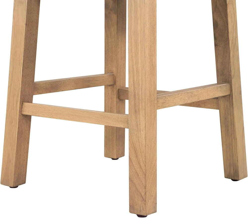 Solid Rubberwood Round Side Table with Drawer, Natural Oak Painted Finish Sof...