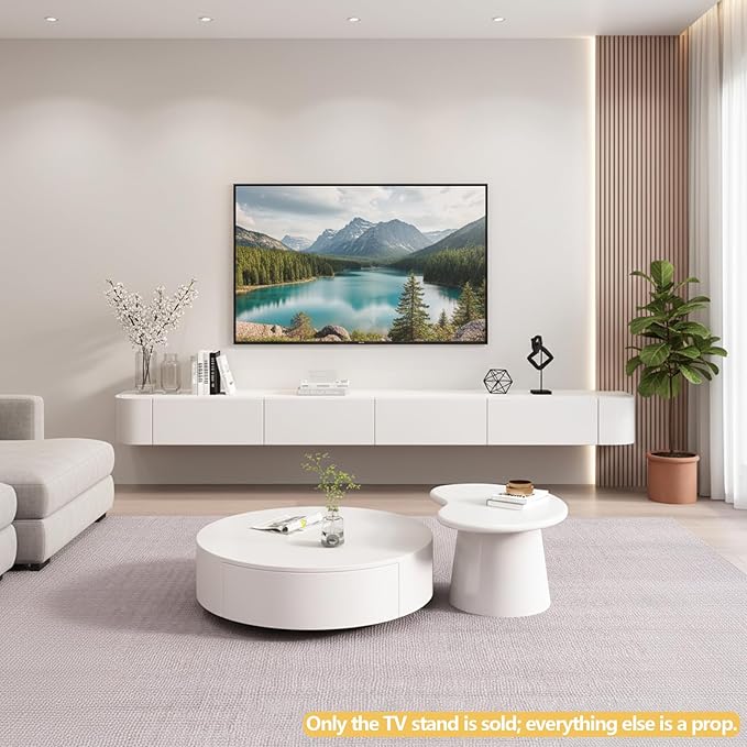 Floating TV Stand with Drawers, Pre-Assembled Wall Mounted TV Console, Modern...