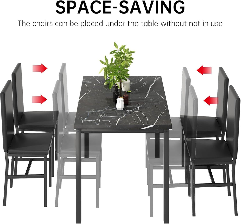 AWQM 5 Piece Dining Table Set for 4, Faux Marble Kitchen Table and Chairs for...