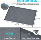 Under Sink Mat, 19"x22" Under Sink Mats for Kitchen, Silicone Waterproof Under Sink Liner, Sink Cabinet Organizer Tray with Drain Hole (Gray, 19X22)