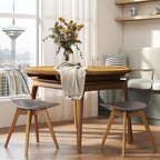 Clear Dining Chairs Set of 2, Modern Acrylic Dining Chair Transparent Chairs with PU Leather Cushions Seat & Wood Legs, Side Chairs for Dining Room Kitchen Restaurant Balcony (Grey)