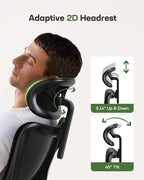 Marsail Ergonomic Mesh Office Chair High Back Home Office Desk Chair with Adaptive Lumbar Support, 2D Headrest, 3D Flip-Up Armrests, Height Adjustable and Rocking Tilt for Home Office and Gaming