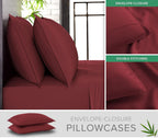 King Pillowcases by Pure Bamboo, Genuine 100% Organic Viscose Derived from Bamboo, Luxuriously Soft & Cooling, Double Stitching, Envelope Closure (2 King Pillowcases, Merlot)
