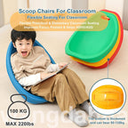 Scoop Rocker Chair for Kids, Toddler Plastic Chairs - 2 Packs, Flexible Seating for Classroom, Portable Floor Chair with Back Support, Preschool Reading Chairs, Active Seat for Indoor/Outdoor,Blue