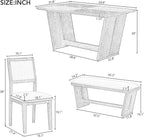 Merax 6-Piece Retro Dining Set, 1 Rectangular Table with Stable Trapezoidal Table Base and 4 Upholstered Chairs and 1 Bench for Dining Room and Kitchen, Antique Gray