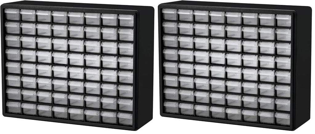 Akro-Mils 64-Drawer Plastic Storage Cabinet, 20-Inch W x 6-Inch D x 16-Inch H | Black | Model 10164 | Garage Organization