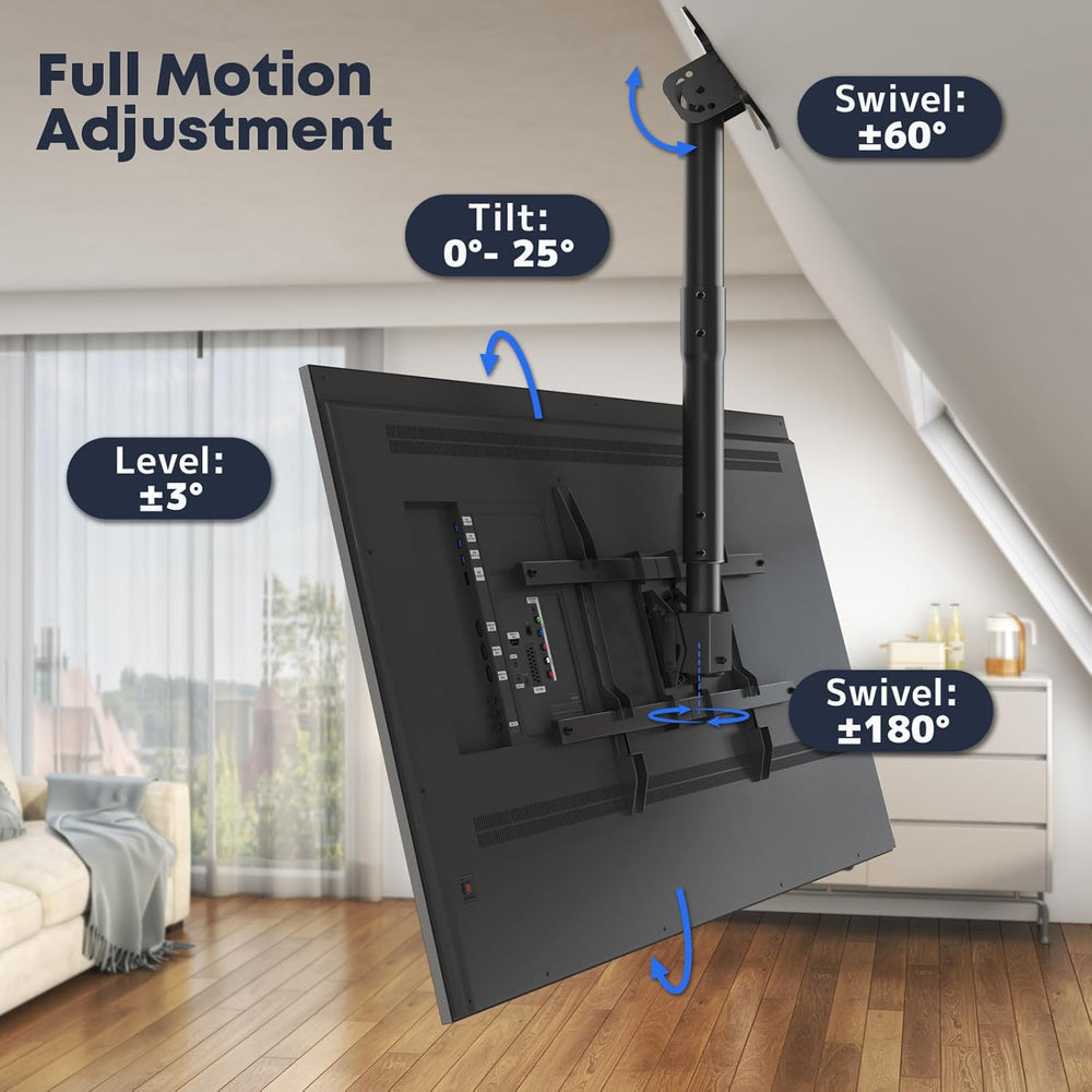 TV Ceiling Mount for Most 43-86 inch TV up to 132lbs, Adjustable Height Ceili...