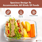 Razab 35 Pc Set Glass Food Storage Containers with Lids - Meal Prep Airtight Bento Boxes BPA-Free 100% Leak Proof (15 lids,15 glass & 5 Plastic Sauce/Dip Containers)