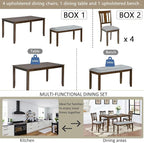 6-Piece Dining Table Set for 6, Counter Height Kitchen Set with Rectangular Wooden Table, Bench & 4 Chairs, Living Room Chairs with Comfortable Seating, Dining Table & Chair for Home, Walnut