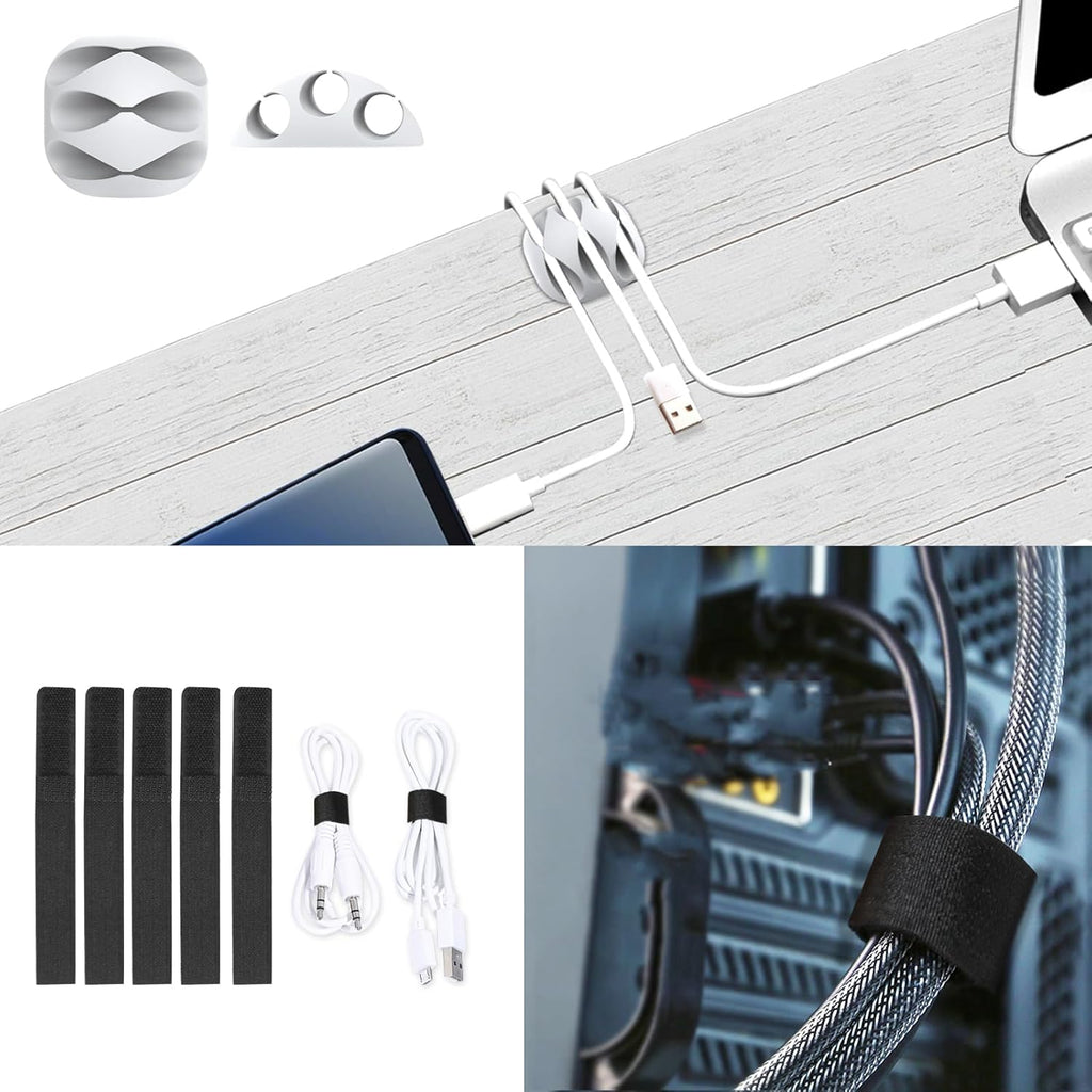 Updated White Cable Raceway Kit, 77 (5x15.5) inch Open Slot Wire Covers for Cords, Cable Management System to Hide Under Desk/TV/Computer/Net/Power Cords(Pack 5)