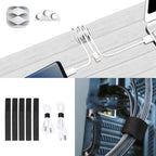 Updated White Cable Raceway Kit, 77 (5x15.5) inch Open Slot Wire Covers for Cords, Cable Management System to Hide Under Desk/TV/Computer/Net/Power Cords(Pack 5)