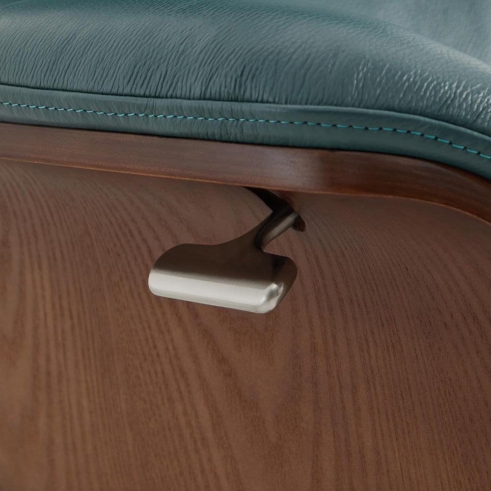 CHITA Genuine Leather Reclining Swivel Accent Chair with Ottoman, Teal | Eame...