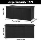 Extra Large Toy Box 167L, Sturdy Toy Storage Chest Organizer Bin Baskets with 2 Removable Divider for Boys, Girls, Kids, Nursery, Bedroom, Playroom, 35.5"x17" x17" (Linen Black)
