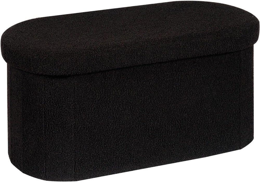 PINPLUS Storage Ottoman Bench Tufted Oval Ottomans Bench Foot Rest, Boulce Be...