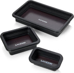 Collapsible Magnetic Parts Tray Set - 3 Different Size Tool Trays for Screw, Bolts, Nuts, Washers, Pins and Other Small Metal Parts, Mechanic Tool Gifts for Men - Black