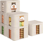 6Pack 60L Large Cloth Storage Bins with Metal Frame, Linen Storage Box with Clear Window, Stackable Sweater Storage for Closet, Clothes Storage Containers for Comforters, Blankets, Quilts, T-shirt