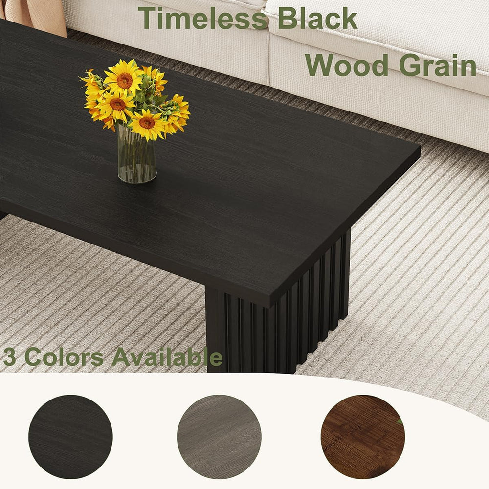 BON AUGURE Black Coffee Table, 43 Inch Modern Coffee Tables for Living Room, ...