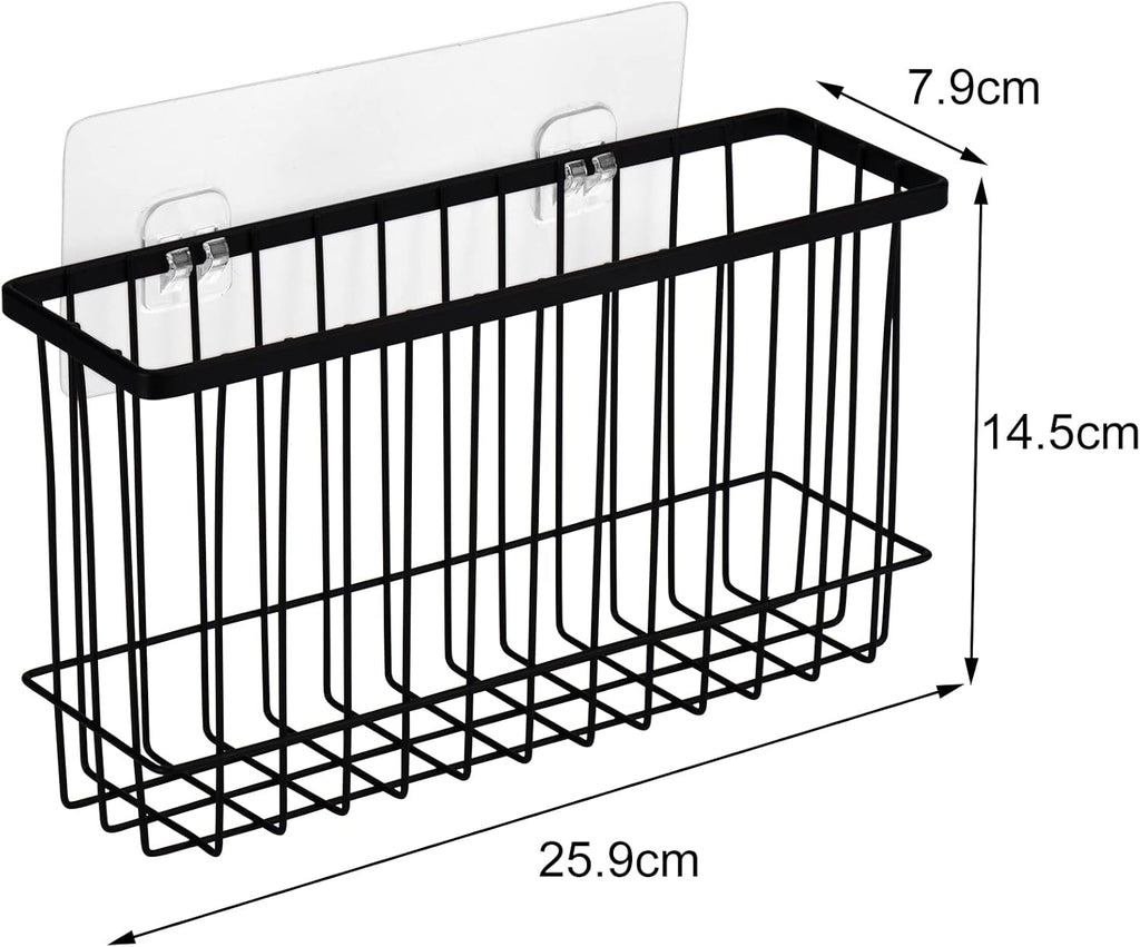Toplife Wall Door Adhesive Kitchen Wrap Organizer Rack, No Drilling, Black