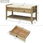 39″ Storage Bench with Cushioned Seat and Drawers,Multipurpose Wooden Entryway Ottoman,Hidden Compartment Organizing Shoe Rack,for Bedroom Hallway Porch,Gray
