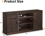 66" Farmhouse TV Stand with Power Outlets for 75 Inch TVs, 33" Tall Entertainment Center with Storage Cabinets w/Adjustable Shelves, Rustic Large TV Media Console for Living Room, Brown