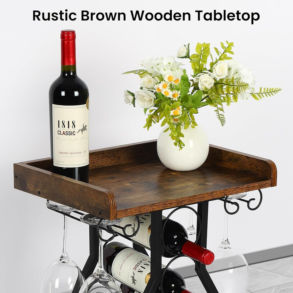 Wine Rack Freestanding Floor, Table Wine Holder Stand Mini Bar Table Floor Wi...