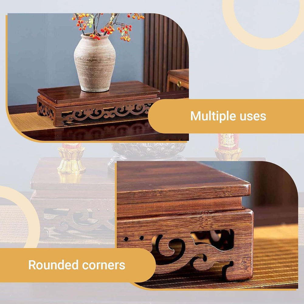 Freestanding Hollow Carving Wooden Shrine Altar Table Personal Shrine Altar T...