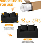 Erament Loveseat Boneless Convertible Sofa Bed, Folding Floor Futon Sleeper Sofa Couch Bed- Boneless Foldable Couch, Corduroy Pull Out Sofa Bed with 2 Pillows for Living Room & Bedroom