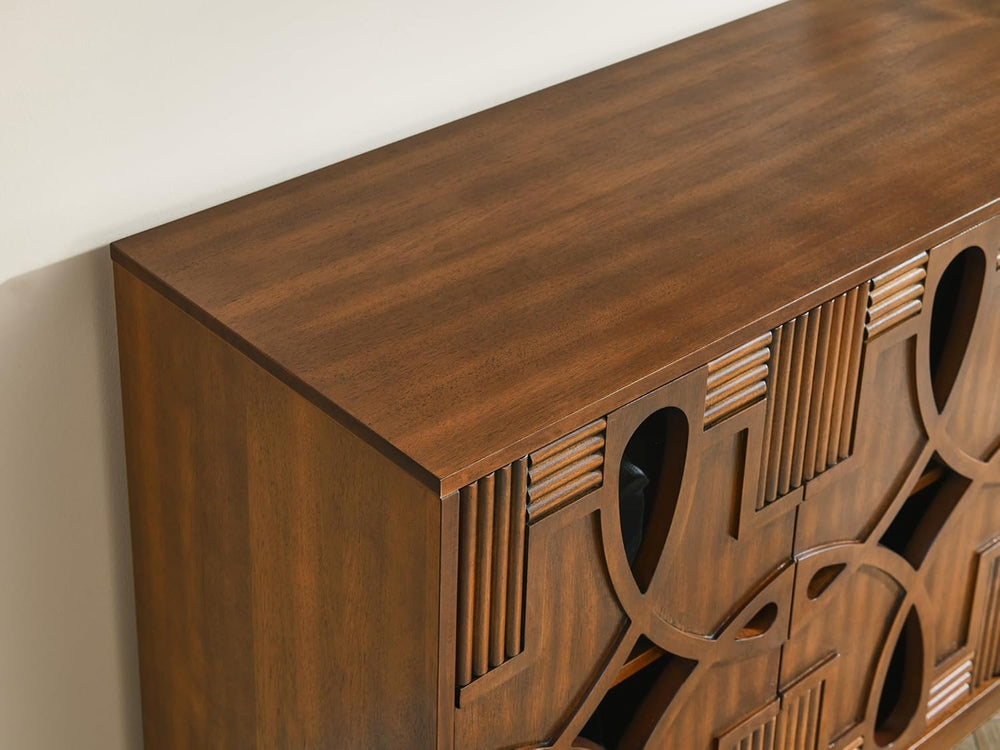 LKTART 60" Mid Century Modern Sideboard Buffet with Hollow Carved Doors ...