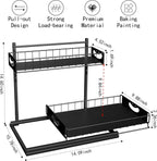 Under Sink Organizer with Pull-Out Drawers,Kitchen Sink Organizer,2 Tier Bathroom Organizers And Storage,Bathroom Accessories Set,Black 1 Pack