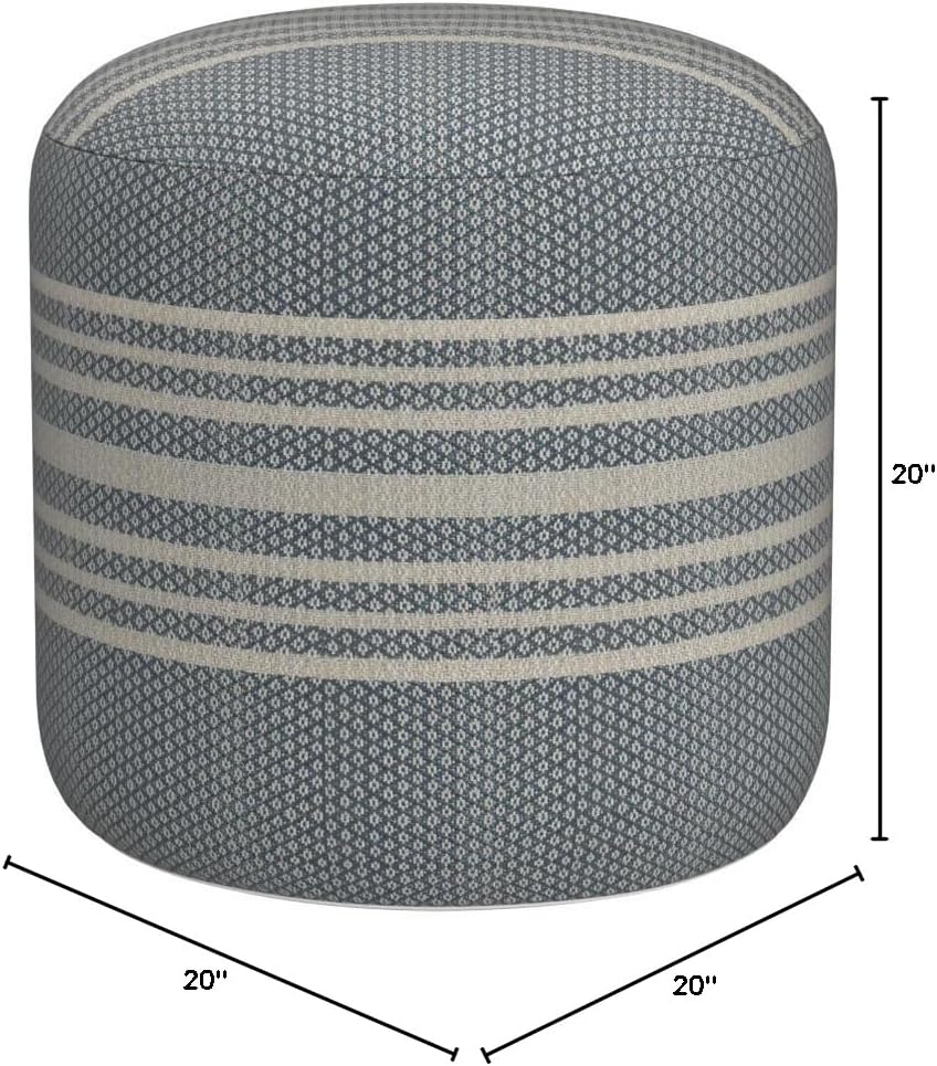 LR Home Simple Stripe Indoor Outdoor Pouf, Blue/White/Pink/Black, 20" x ...