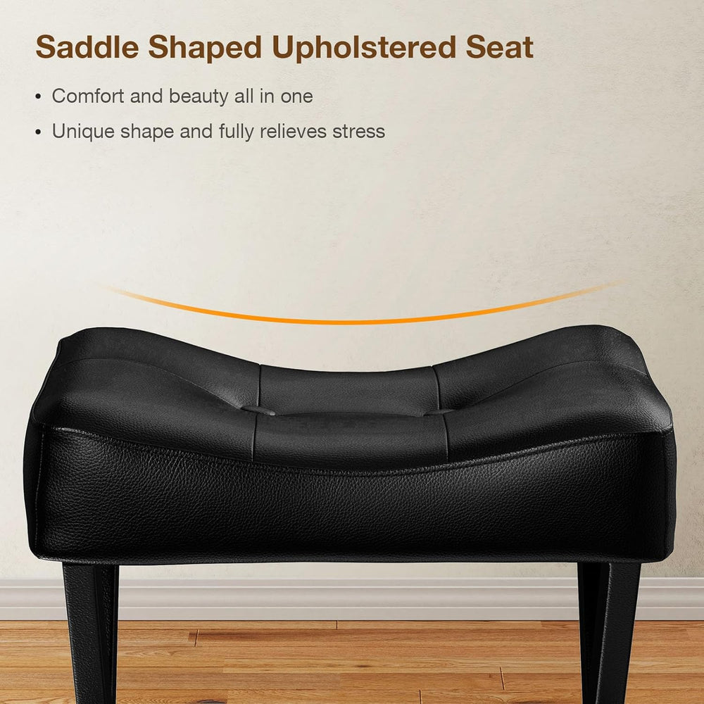 Memobarco 18-Inch Leather Vanity Stool Chair, Vanity Bench with Metal X-Leg, ...